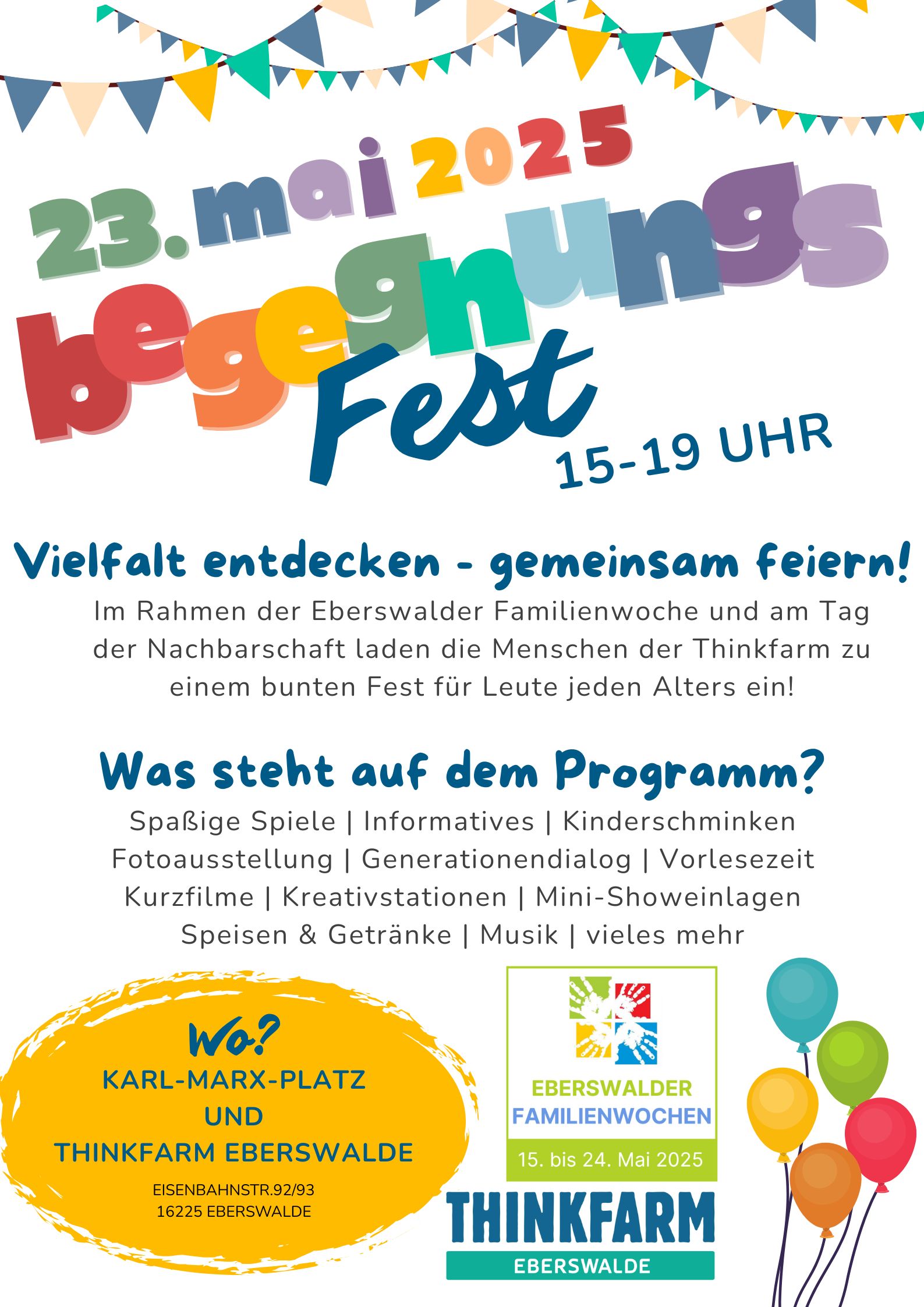 Poster Thinkfarm Begegnungsfest 23. Mai 2025